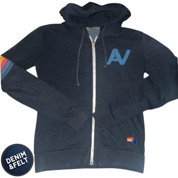 Aviator Nation Unisex Full Zip-Up Hoodie | Color: Charcoal Gray | RARE!! 🩶🌈⚡️ - Picture 1 of 11